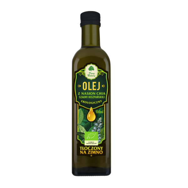 OLEJ EKO Z NASION SZAŁWII HISZPAŃSKIEJ CHIA 100 g.